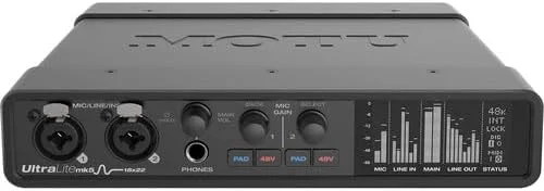 اینترفیس صوتی/MIDI یو اس بی-سی MOTU UltraLite-mk5 (8453) به همراه کابل XLR 10 فوتی، پارچه فیبر، بست کمربندی کابل اینترفیس صوتی/MIDI یو اس بی-سی MOTU UltraLite-mk5 (8453) به همراه کابل XLR 10 فوتی، پارچه فیبر، بست کمربندی کابل