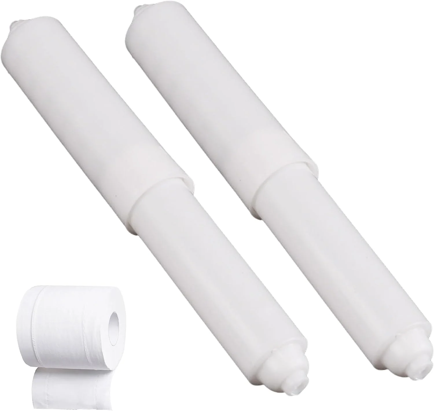 Toilet Paper Holder, 2Pcs Plastic Toilet Tissue Roll Holder Insert in bathroom Replacement Roller Spring Loaded Spindle WC(White)