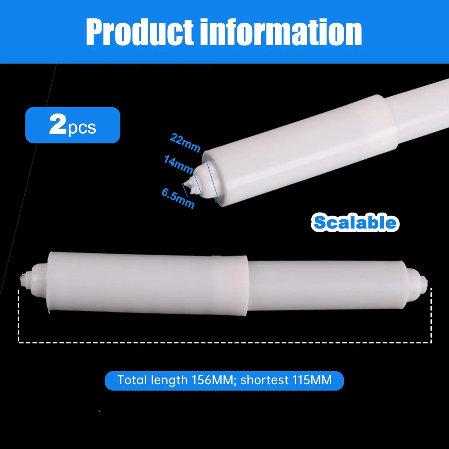Toilet Paper Holder, 2Pcs Plastic Toilet Tissue Roll Holder Insert in bathroom Replacement Roller Spring Loaded Spindle WC(White)