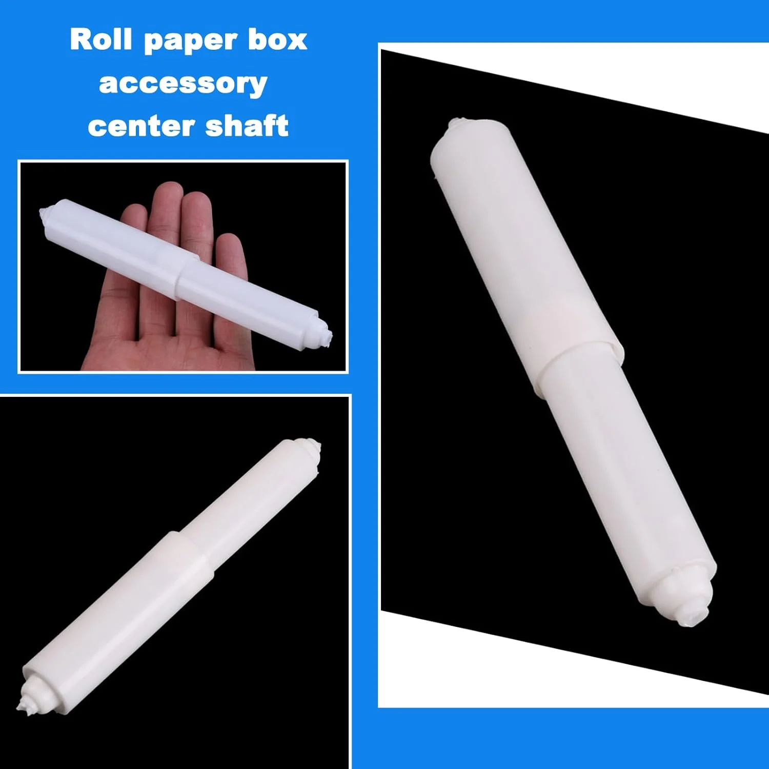 Toilet Paper Holder, 2Pcs Plastic Toilet Tissue Roll Holder Insert in bathroom Replacement Roller Spring Loaded Spindle WC(White)