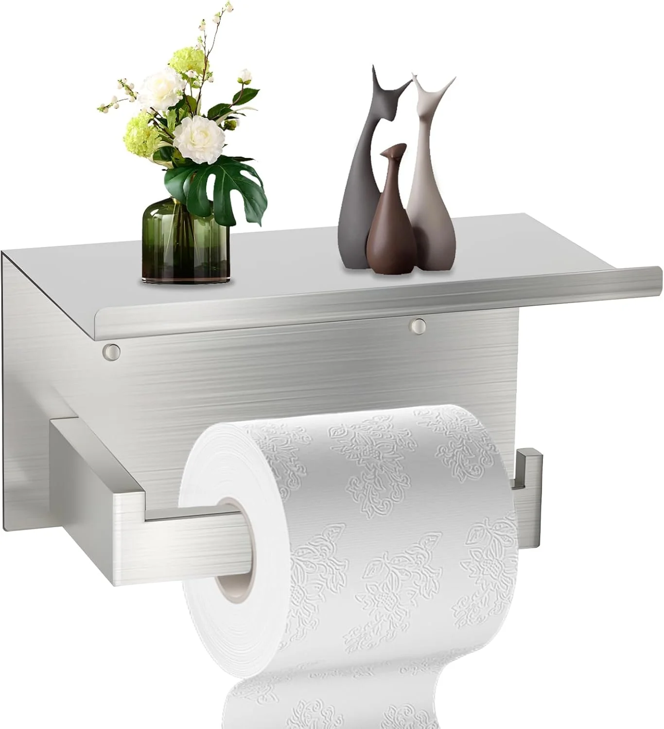 جا دستمال کاغذی دیواری Aneder با قفسه، نگهدارنده رول دستمال توالت نیکل برس خورده، سازمان دهنده ذخیره سازی برای تلفن، کتاب، گیاه، رول اضافی، نصب آسان با لوازم جانبی جا دستمال کاغذی دیواری Aneder با قفسه، نگهدارنده رول دستمال توالت نیکل برس خورده، سازمان دهنده ذخیره سازی برای تلفن، کتاب، گیاه، رول اضافی، نصب آسان با لوازم جانبی