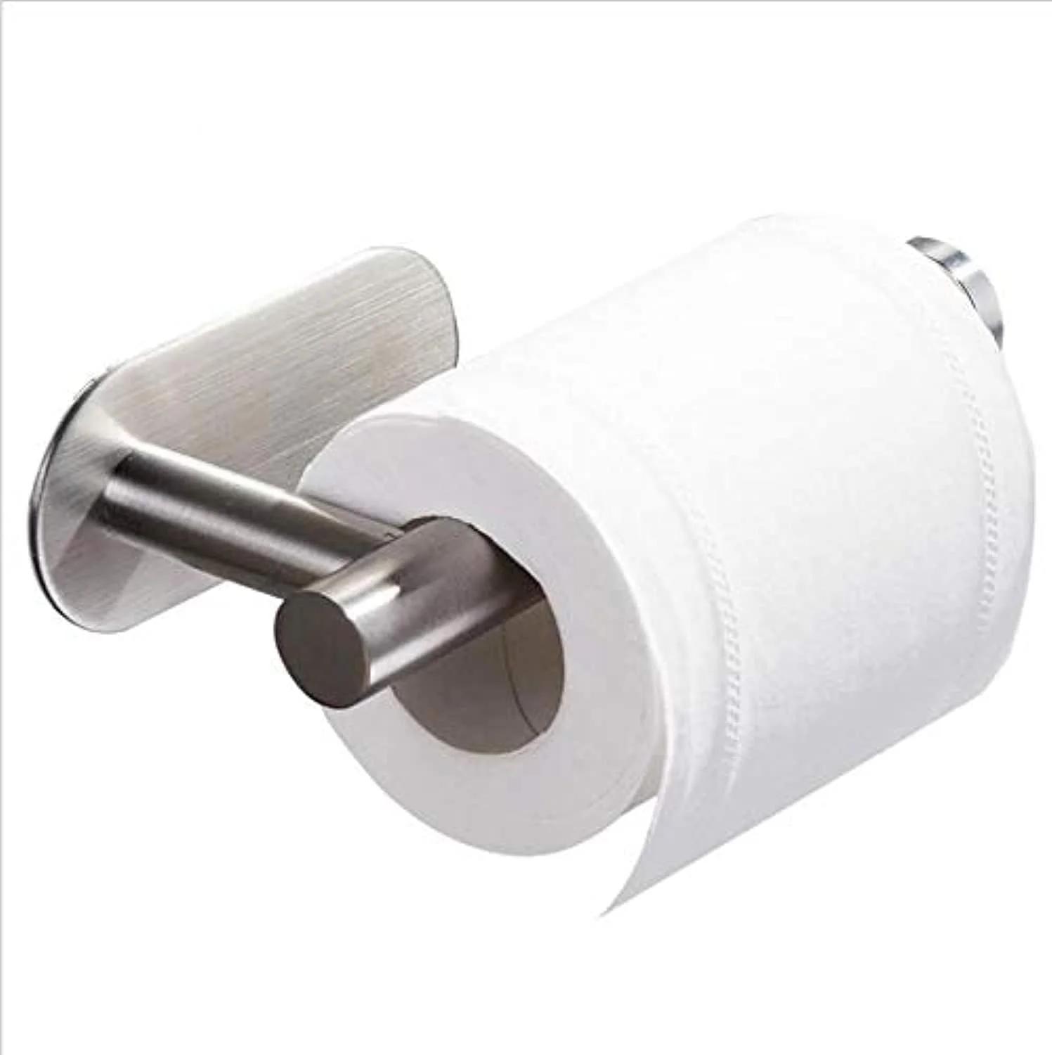نگهدارنده دستمال توالت DGWHYC، نگهدارنده دستمال توالت با چسب 3M، بدون نیاز به سوراخکاری برای حمام و سرویس بهداشتی، استیل ضد زنگ SUS304، نیکل برس خورده (نقره ای) DG-TPA22