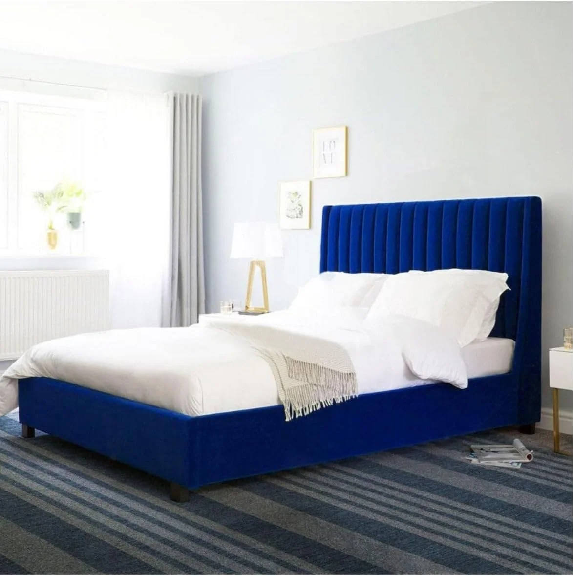 Karnak Arabell Wingback Bed Velvet Platform Bed Modern Design Free Installation Catalina Blue Single Size 120 X 200 Cm Karnak Arabell Wingback Bed Velvet Platform Bed Modern Design Free Installation Catalina Blue Single Size 120 X 200 Cm