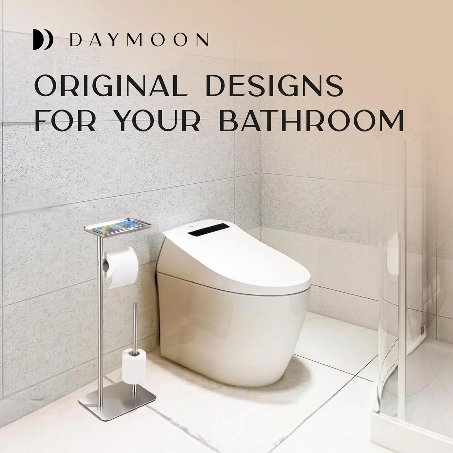 جا دستمال کاغذی ایستاده Day Moon Designs با قفسه، پخش کننده و محل نگهداری دستمال توالت و دستمال مرطوب برای حمام، استیل ضد زنگ، سازمان دهنده حمام با پایه مرمری - نیکل برس خورده جا دستمال کاغذی ایستاده Day Moon Designs با قفسه، پخش کننده و محل نگهداری دستمال توالت و دستمال مرطوب برای حمام، استیل ضد زنگ، سازمان دهنده حمام با پایه مرمری - نیکل برس خورده