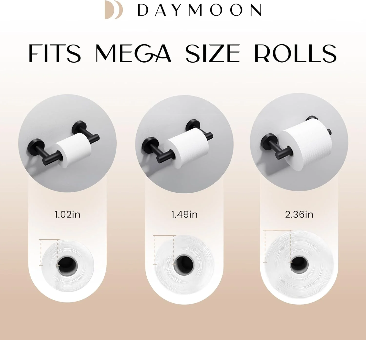 جا دستمال کاغذی توالت مشکی مات Day Moon™ - نگهدارنده رول مدرن دیواری برای حمام جا دستمال کاغذی توالت مشکی مات Day Moon™ - نگهدارنده رول مدرن دیواری برای حمام