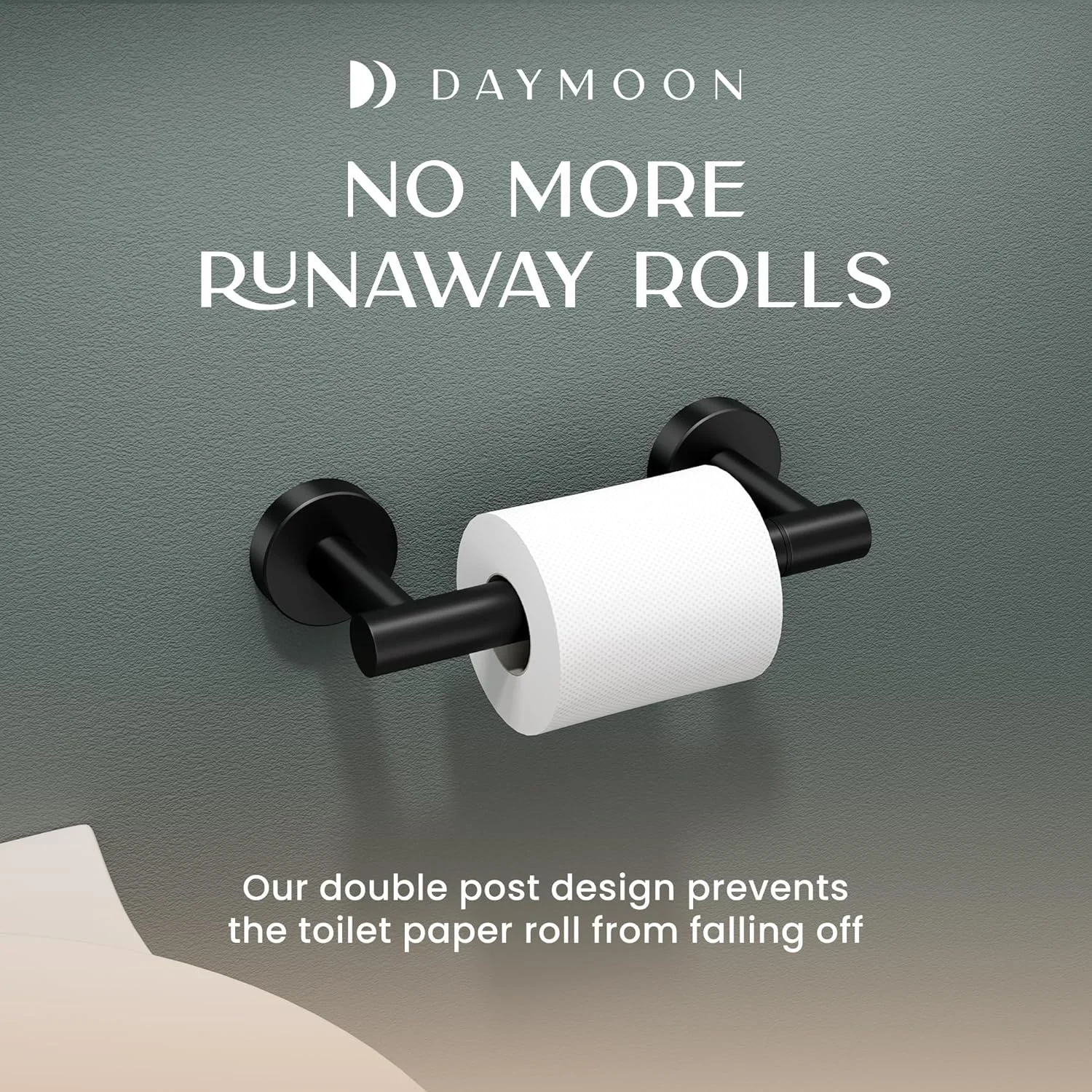 جا دستمال کاغذی توالت مشکی مات Day Moon™ - نگهدارنده رول مدرن دیواری برای حمام جا دستمال کاغذی توالت مشکی مات Day Moon™ - نگهدارنده رول مدرن دیواری برای حمام