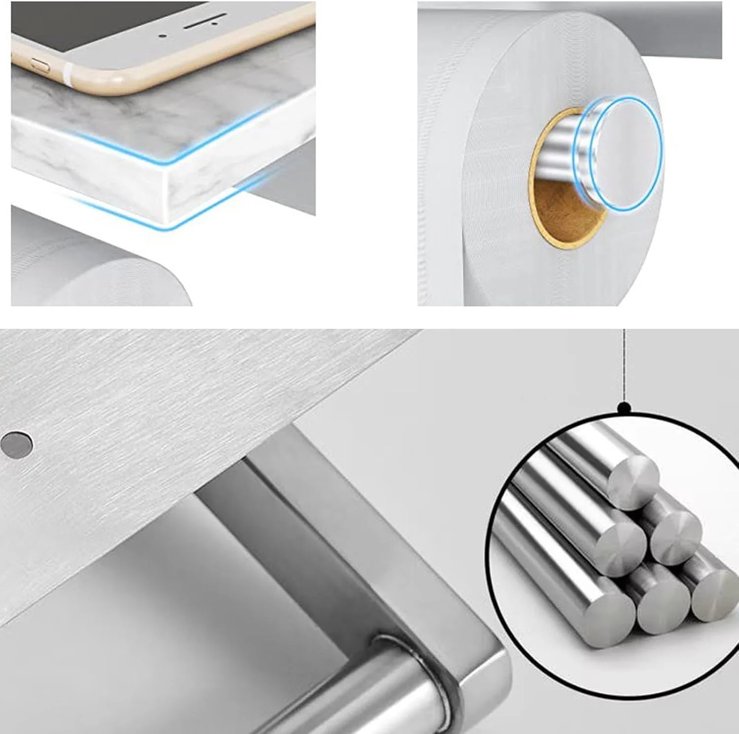 DAYELIVE Brushed Nickel Toilet Paper Holder Wall Mounted with Marble Shelf, Tissue Roll Holder 304 Stainless Steel for Bathroom Washroom, Screw-in Modern Toilet Paper Holder Adhesive DAYELIVE Brushed Nickel Toilet Paper Holder Wall Mounted with Marble Shelf, Tissue Roll Holder 304 Stainless Steel for Bathroom Washroom, Screw-in Modern Toilet Paper Holder Adhesive