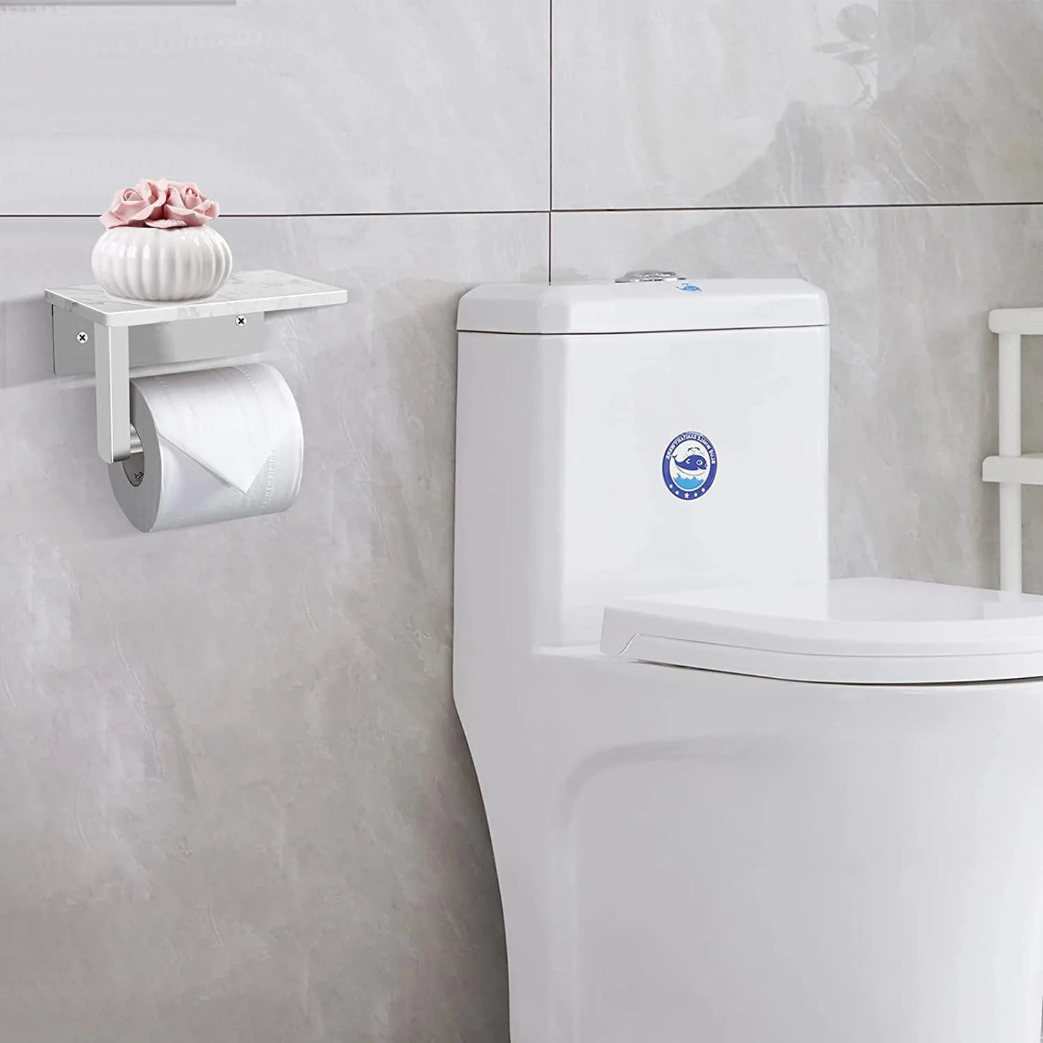 DAYELIVE Brushed Nickel Toilet Paper Holder Wall Mounted with Marble Shelf, Tissue Roll Holder 304 Stainless Steel for Bathroom Washroom, Screw-in Modern Toilet Paper Holder Adhesive DAYELIVE Brushed Nickel Toilet Paper Holder Wall Mounted with Marble Shelf, Tissue Roll Holder 304 Stainless Steel for Bathroom Washroom, Screw-in Modern Toilet Paper Holder Adhesive