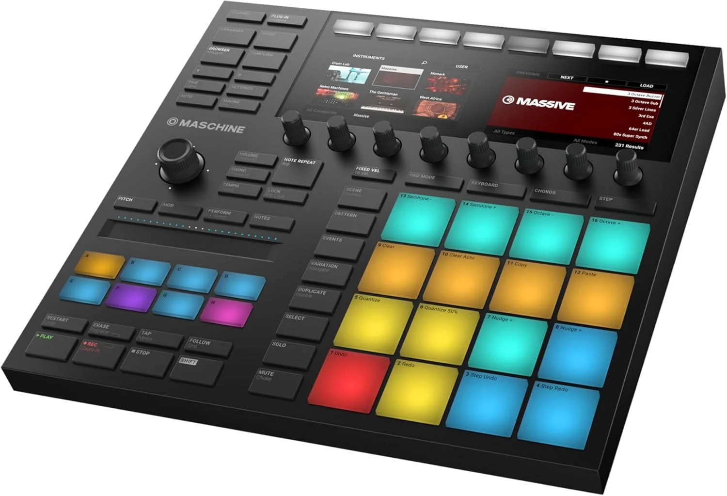 سیستم تولید و اجرای Native Instruments Maschine MK3 با Komplete Select، سطح کنترل تولید Groove و رابط صوتی USB 2.0 با کیفیت 24 بیت/96 کیلوهرتز