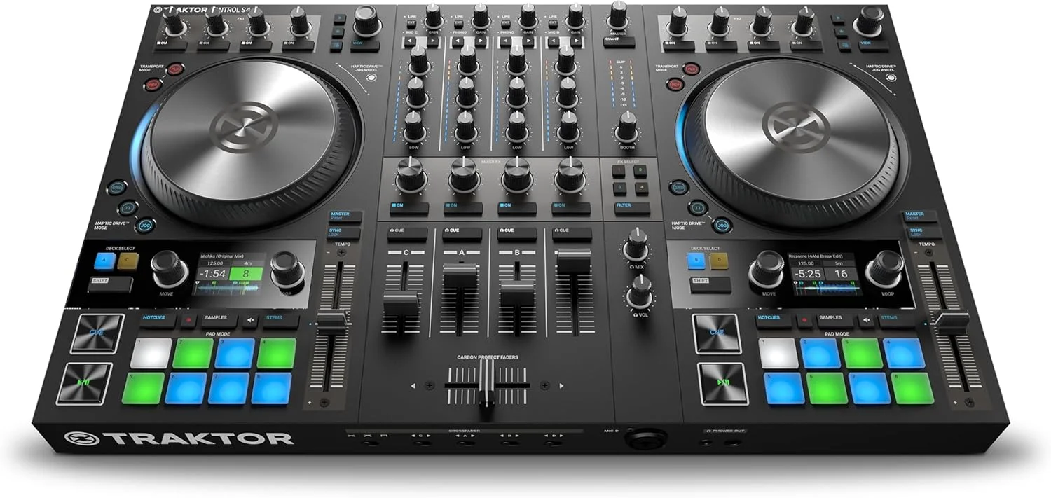 کنترلر دیجی 4 کاناله Native Instruments Traktor Kontrol S4 MK3، سطح کنترل دیجی USB کامل 4 دک، رابط صوتی و سیستم نرمافزاری برای مک و کامپیوتر کنترلر دیجی 4 کاناله Native Instruments Traktor Kontrol S4 MK3، سطح کنترل دیجی USB کامل 4 دک، رابط صوتی و سیستم نرمافزاری برای مک و کامپیوتر