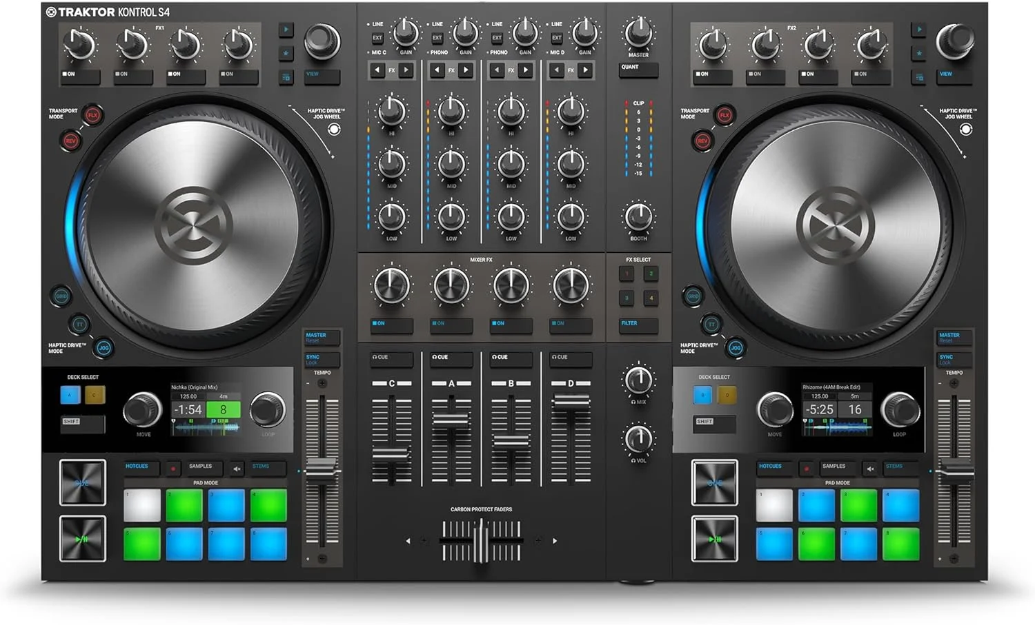 کنترلر دیجی 4 کاناله Native Instruments Traktor Kontrol S4 MK3، سطح کنترل دیجی USB کامل 4 دک، رابط صوتی و سیستم نرمافزاری برای مک و کامپیوتر کنترلر دیجی 4 کاناله Native Instruments Traktor Kontrol S4 MK3، سطح کنترل دیجی USB کامل 4 دک، رابط صوتی و سیستم نرمافزاری برای مک و کامپیوتر
