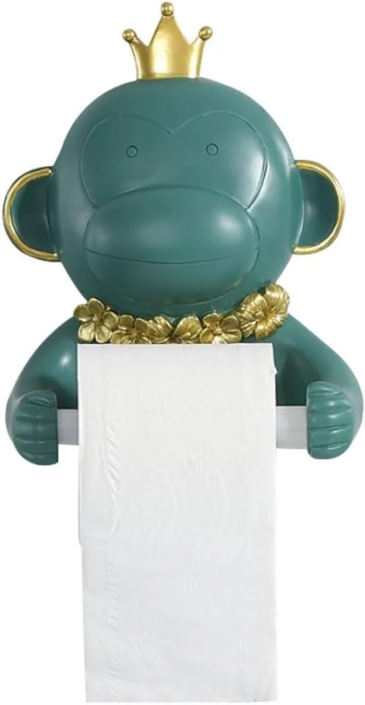 جا دستمال کاغذی رولی طرح میمون کارتونی، دکوراسیون دیواری حیوانات برای اتاق نشیمن، جا دستمال توالت دیواری، جا دستمال رولی توالت بدون نیاز به سوراخ کاری، همراه با میله الاستیک (B)