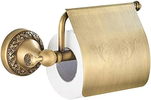 جا کاغذی توالت عتیقه CASEWIND، جا دستمال کاغذی برنجی با روکش، مدل قدیمی با درب، نصب دیواری با دریل