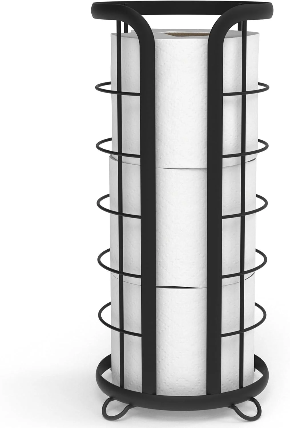 جا دستمال توالت ایستاده مشکی برند BROOKSTONE، سازمان دهنده دستمال کاغذی حمام، راه حل نگهداری مینیمالیستی، طراحی مدرن و شیک [مناسب رول های بزرگ]