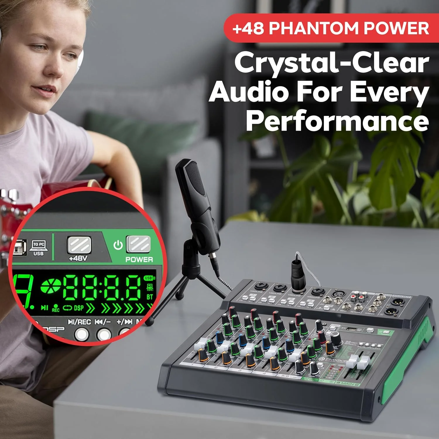 میکسر صوتی 8 کاناله Pyle - میکسر استودیو/کنترلر DJ بلوتوث 5.0 با افکت های دیجیتال - رابط USB - سازگار با MP3 - ورودی های XLR و نمایشگر LED - سیستم برد صدای میکس صدا - PMX508 میکسر صوتی 8 کاناله Pyle - میکسر استودیو/کنترلر DJ بلوتوث 5.0 با افکت های دیجیتال - رابط USB - سازگار با MP3 - ورودی های XLR و نمایشگر LED - سیستم برد صدای میکس صدا - PMX508