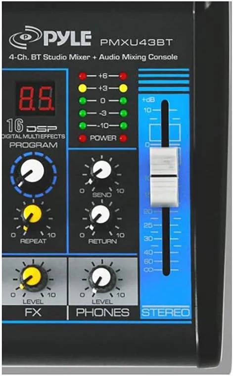 میکسر صوتی حرفه ای پایل، سیستم کنسول برد صدا، رابط 4 کانال دیجیتال USB بلوتوث MP3 ورودی کامپیوتر، فانتوم پاور 48 ولت، استریو DJ استودیو، استریمینگ FX پردازنده 16 بیتی DSP - PMXU43BT میکسر صوتی حرفه ای پایل، سیستم کنسول برد صدا، رابط 4 کانال دیجیتال USB بلوتوث MP3 ورودی کامپیوتر، فانتوم پاور 48 ولت، استریو DJ استودیو، استریمینگ FX پردازنده 16 بیتی DSP - PMXU43BT