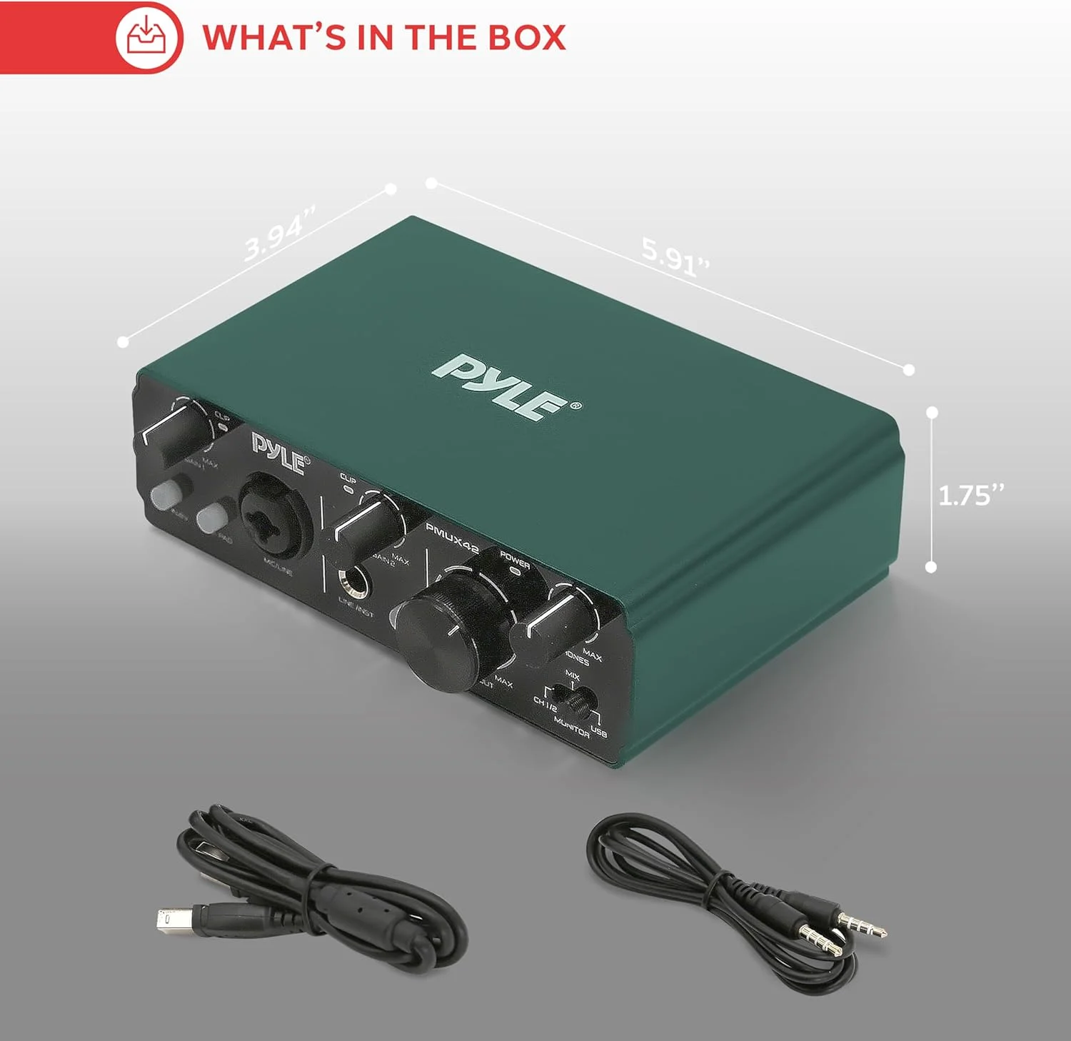 کارت صدای USB پایل برای ضبط، آهنگسازی، استریمینگ و پادکست، 2 ورودی 2 خروجی 24 بیت/192 کیلوهرتز ASIO، کیفیت استودیویی با وضوح بالا، نویز کم، شاسی فلزی مقاوم، 5.91 اینچ × 3.94 اینچ × 1.75 اینچ کارت صدای USB پایل برای ضبط، آهنگسازی، استریمینگ و پادکست، 2 ورودی 2 خروجی 24 بیت/192 کیلوهرتز ASIO، کیفیت استودیویی با وضوح بالا، نویز کم، شاسی فلزی مقاوم، 5.91 اینچ × 3.94 اینچ × 1.75 اینچ