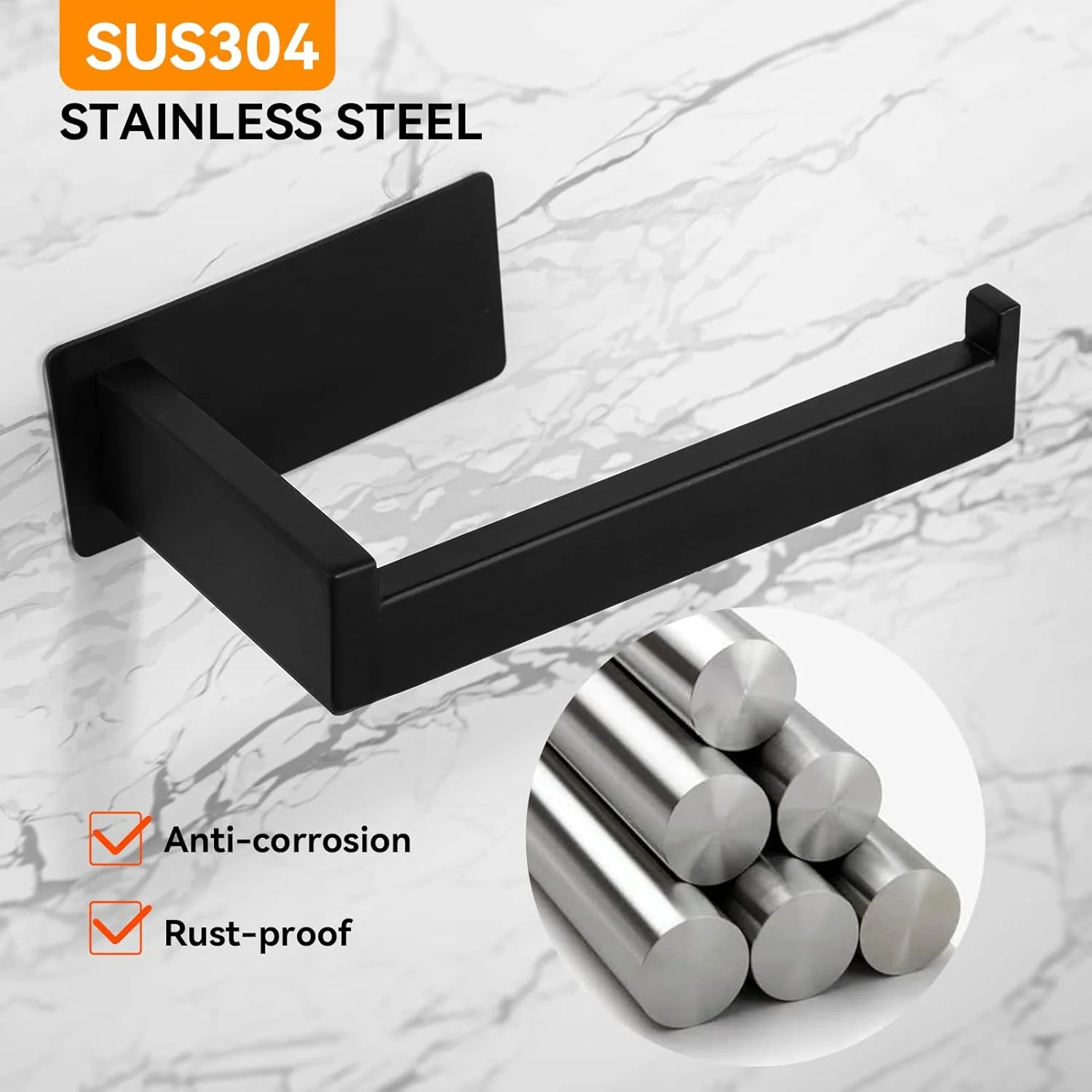 جا دستمال کاغذی رولی Benting، نگهدارنده و آویز دستمال توالت، نصب دیواری برای حمام و آشپزخانه، استیل ضد زنگ، سبک مدرن مربعی (مشکی)