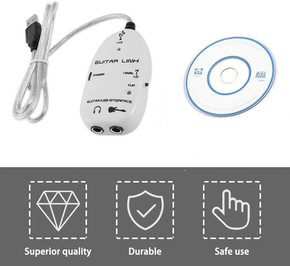 کابل رابط گیتار به USB اسکیدو به همراه CD ضبط صدا برای MAC/PC کابل رابط گیتار به USB اسکیدو به همراه CD ضبط صدا برای MAC/PC