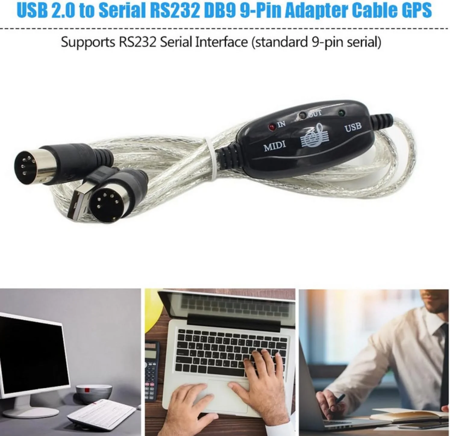 کابل صوتی SKEIDO برای اتصال کیبورد به کامپیوتر، مبدل کابل USB MIDI از کامپیوتر به کیبورد موسیقی، کابل رابط USB IN-OUT MIDI کابل صوتی SKEIDO برای اتصال کیبورد به کامپیوتر، مبدل کابل USB MIDI از کامپیوتر به کیبورد موسیقی، کابل رابط USB IN-OUT MIDI