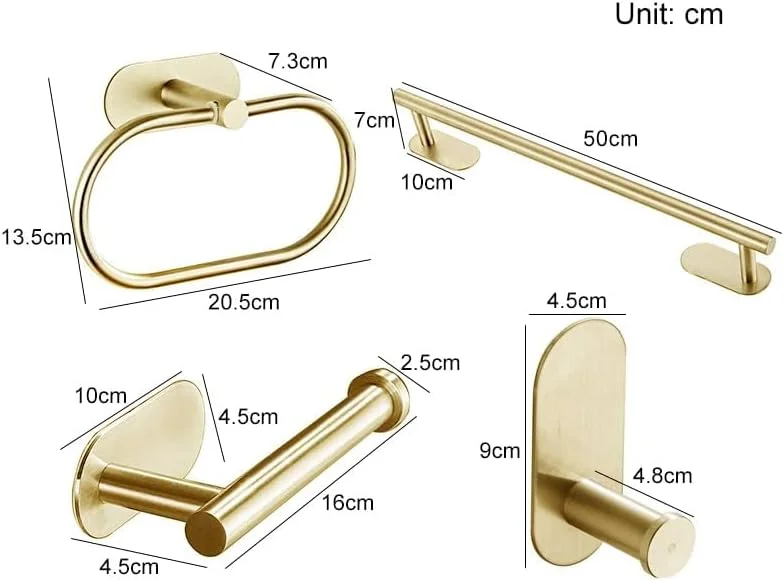 Bathroom Hardware Set Brushed Gold Robe Hook Towel Bar Toilet Paper Holder Bath Bathroom Accessories EL1001G (Gold Tissue holder)