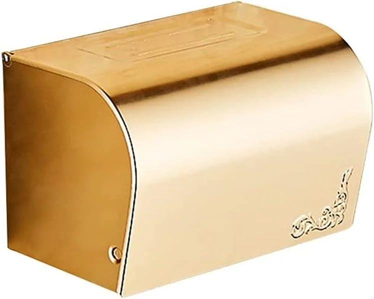 جا دستمال کاغذی رولی دیواری، جعبه دستمال کاغذی ضد آب، نگهدارنده دستمال توالت، آلومینیوم فضایی، طلایی