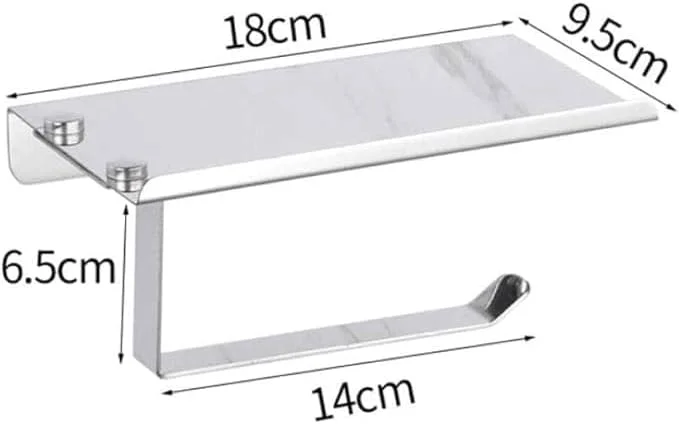 نگهدارنده دستمال توالت حمام، نصب دیواری، دارای قفسه لوازم جانبی برای رول های توالت با فضای باز برای وسایل، فولاد ضد زنگ SUS 304، ضد زنگ، نصب با پیچ، قفسه رول دستمال توالت با روکش نیکل مات