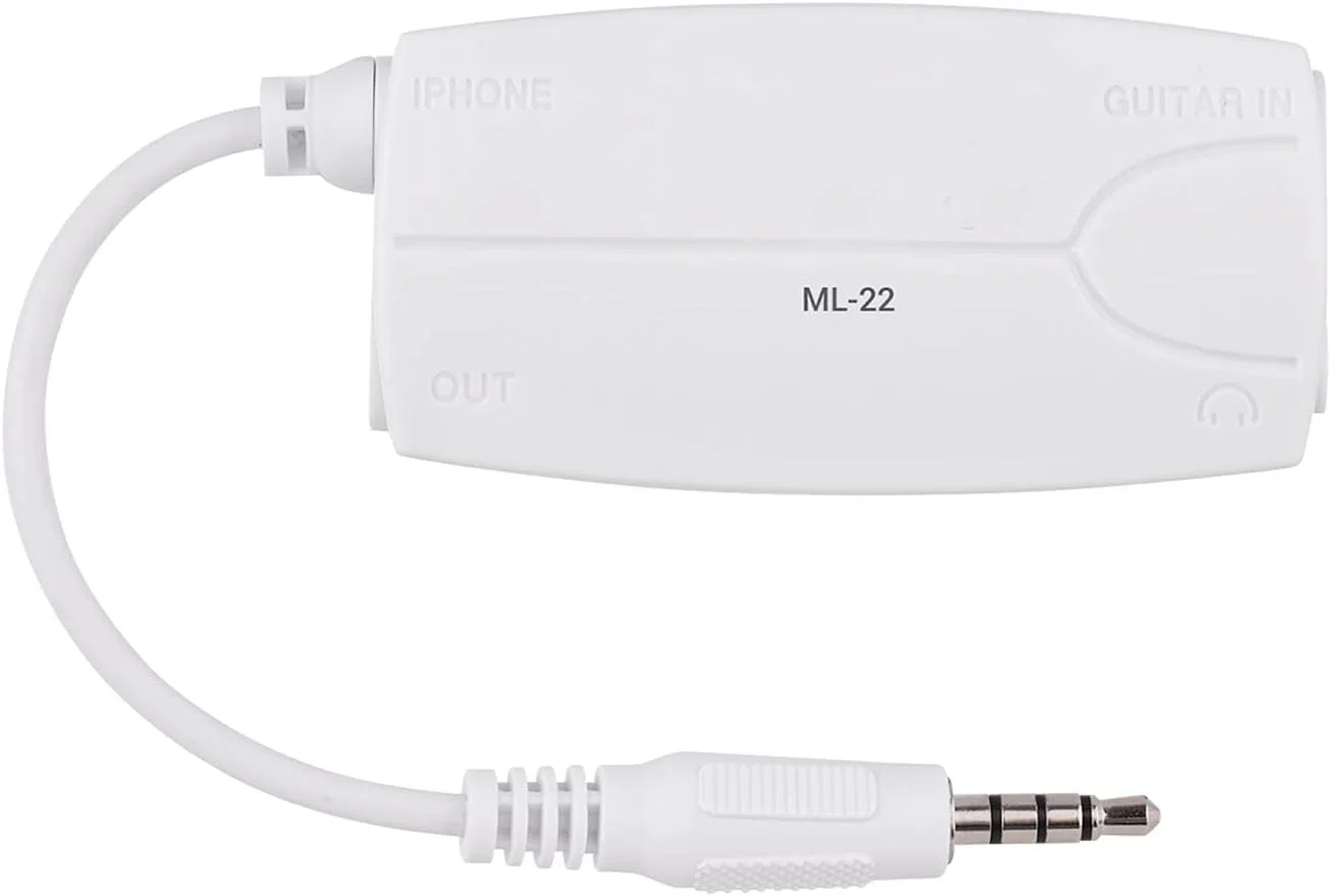 تبدیل کننده رابط گیتار Fawoonu ML-22 برای اتصال گیتار الکتریکی و باس به تلفن همراه و تبلت، سازگار با آیفون/آیپد و تلفن های هوشمند و تبلت های اندرویدی با پلاگین صوتی 3.5 میلی متری