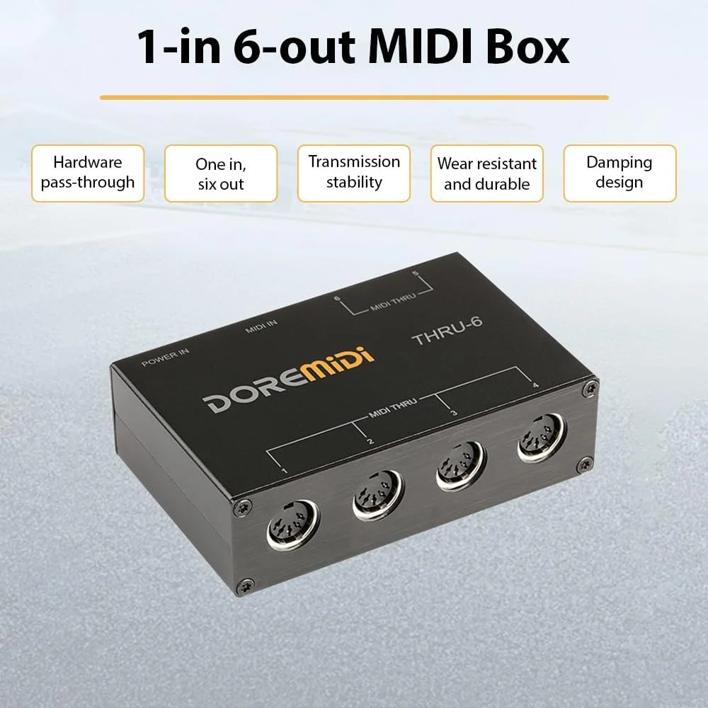 جعبه MIDI فاونوو DOREMiDi - اسپلیتر MIDI یک ورودی شش خروجی، جعبه میزبان مبدل، اتصال و پخش، سازگار با تمام دستگاه های رابط استاندارد MIDI جعبه MIDI فاونوو DOREMiDi - اسپلیتر MIDI یک ورودی شش خروجی، جعبه میزبان مبدل، اتصال و پخش، سازگار با تمام دستگاه های رابط استاندارد MIDI