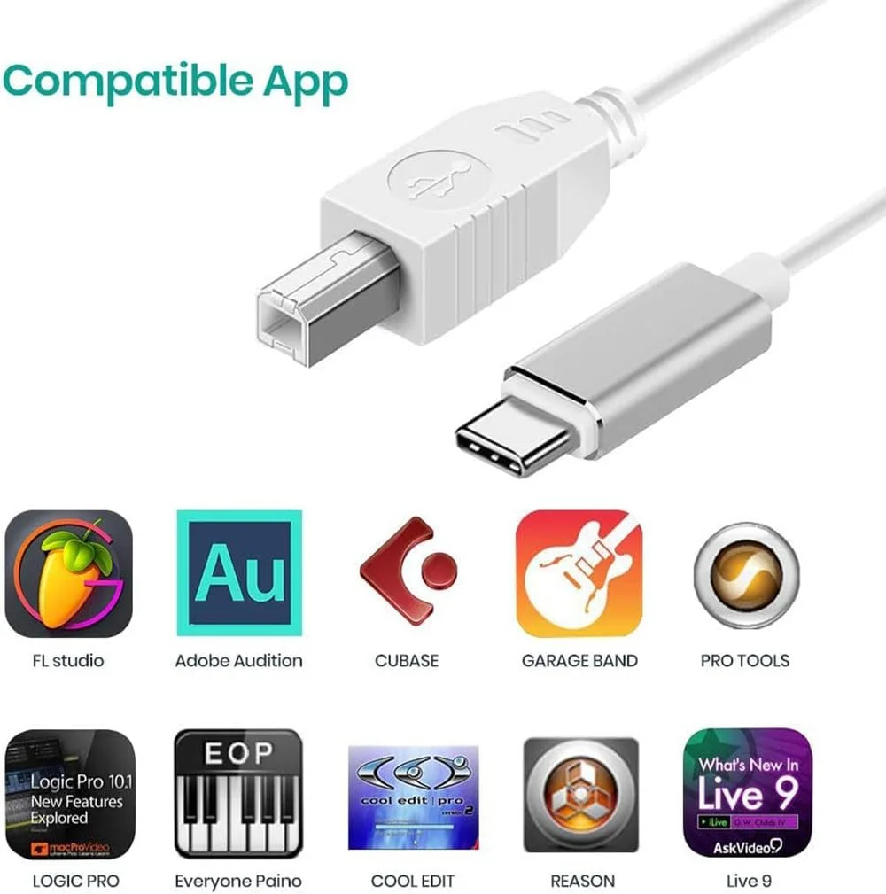 کابل USB C به MIDI MeloAudio، رابط Type C به 2.0 برای اتصال لپ تاپ به کنترلر، کیبورد، پیانو برقی، درام، ساز موسیقی صوتی و موارد دیگر کابل USB C به MIDI MeloAudio، رابط Type C به 2.0 برای اتصال لپ تاپ به کنترلر، کیبورد، پیانو برقی، درام، ساز موسیقی صوتی و موارد دیگر