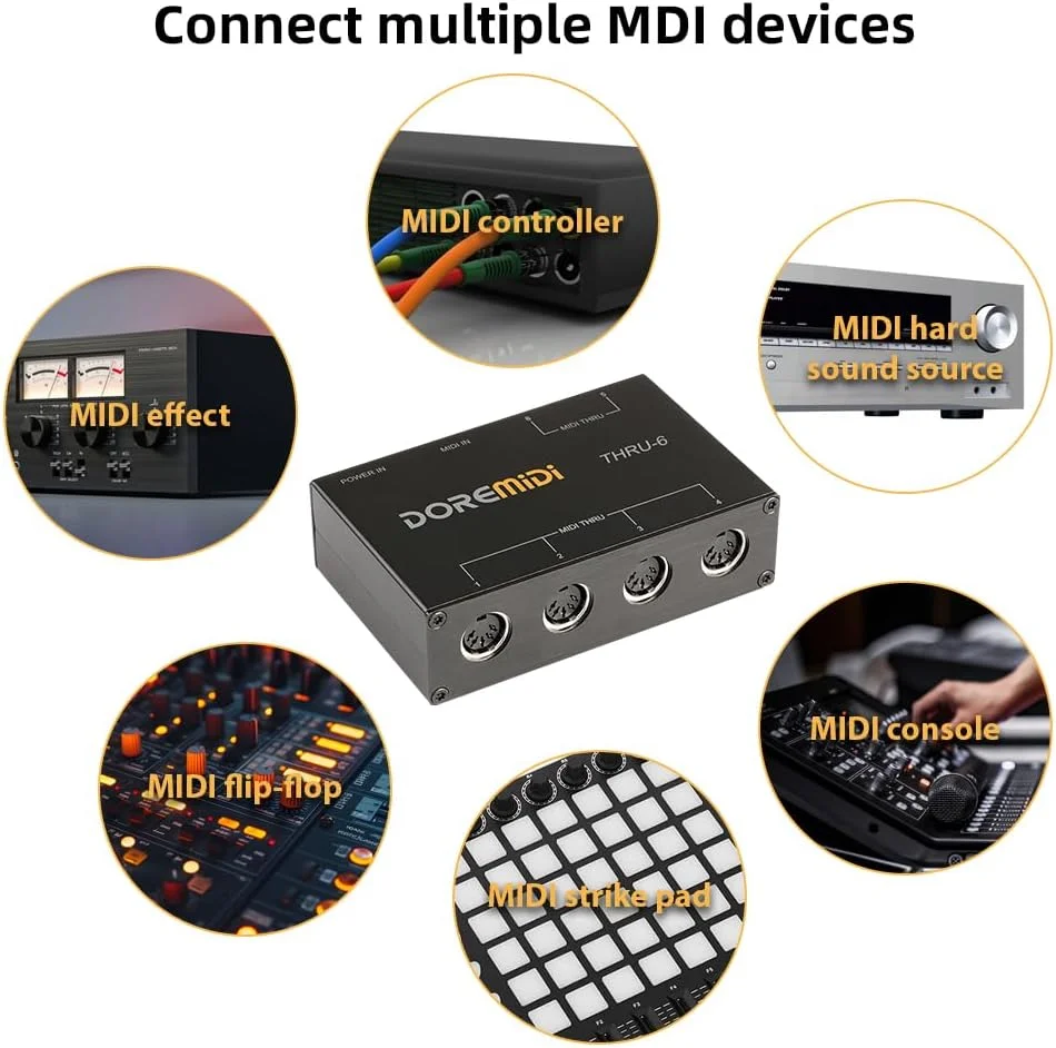 جعبه MIDI فاونوو DOREMiDi - اسپلیتر MIDI یک ورودی شش خروجی، جعبه میزبان مبدل، اتصال و پخش، سازگار با تمام دستگاه های رابط استاندارد MIDI جعبه MIDI فاونوو DOREMiDi - اسپلیتر MIDI یک ورودی شش خروجی، جعبه میزبان مبدل، اتصال و پخش، سازگار با تمام دستگاه های رابط استاندارد MIDI