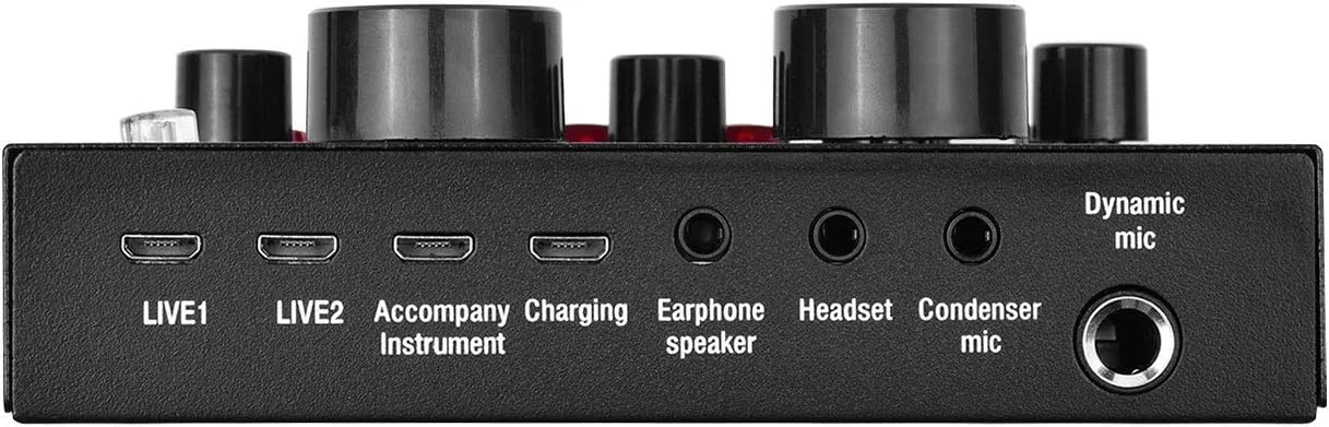 Fawoonu External o Mixing Sound Card USB o Interface BT Connection with Multe Sound Effects Built-in Battery for Singing Shouting Live Streaming Chating Music