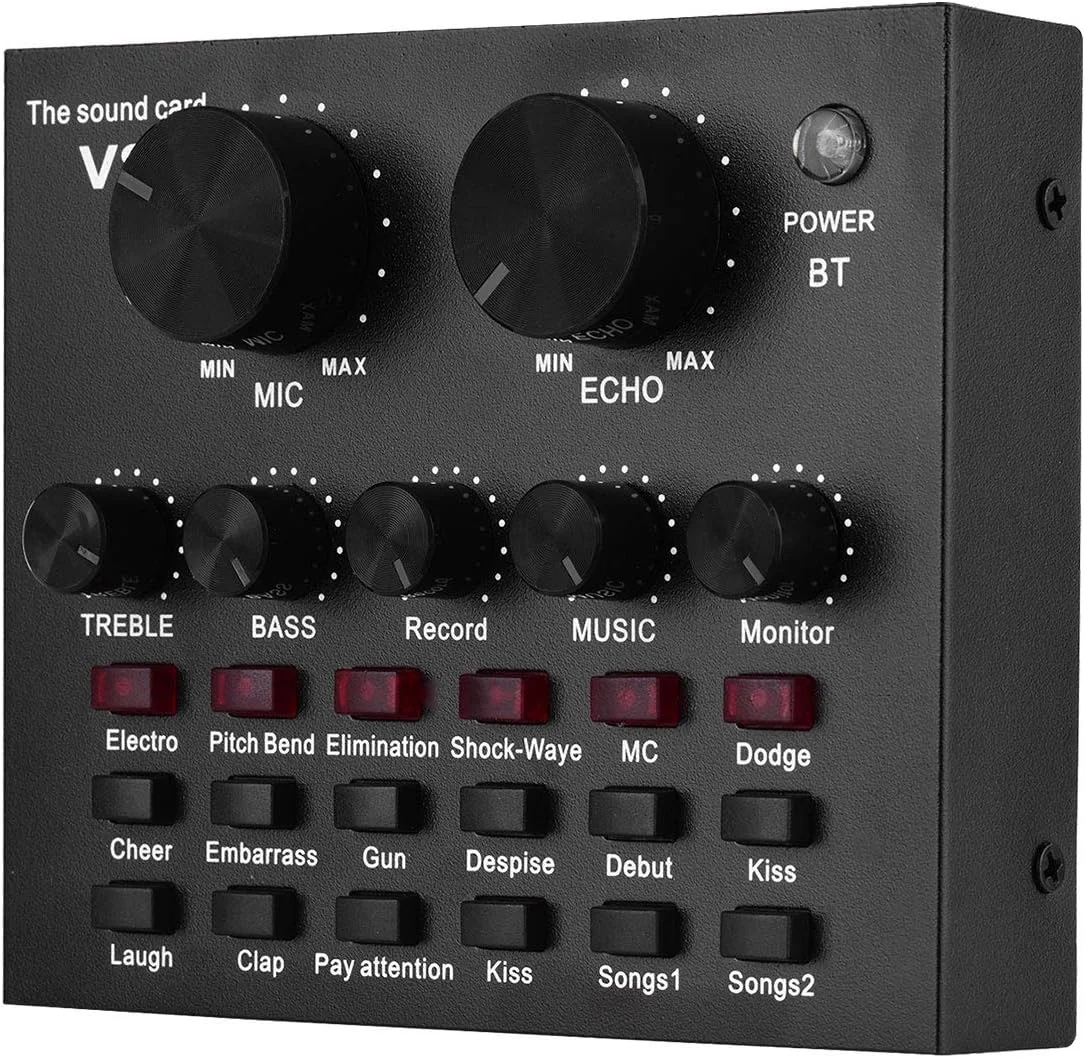 Fawoonu External o Mixing Sound Card USB o Interface BT Connection with Multe Sound Effects Built-in Battery for Singing Shouting Live Streaming Chating Music Fawoonu External o Mixing Sound Card USB o Interface BT Connection with Multe Sound Effects Built-in Battery for Singing Shouting Live Streaming Chating Music
