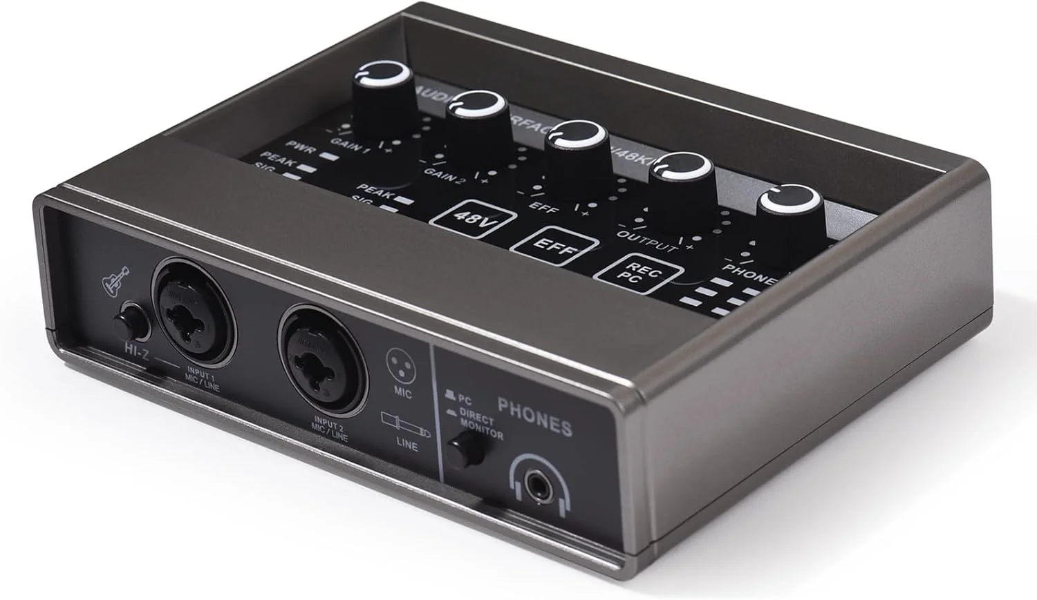 اینترفیس صوتی حرفه ای XLR با Reverb، فانتوم پاور 48 ولت، رزولوشن 16bit48kHz برای موسیقی و کارائوکه، Plug and Play
