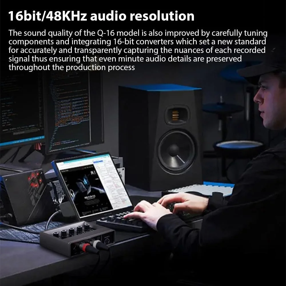 اینترفیس صوتی حرفه ای XLR با Reverb، فانتوم پاور 48 ولت، رزولوشن 16bit48kHz برای موسیقی و کارائوکه، Plug and Play