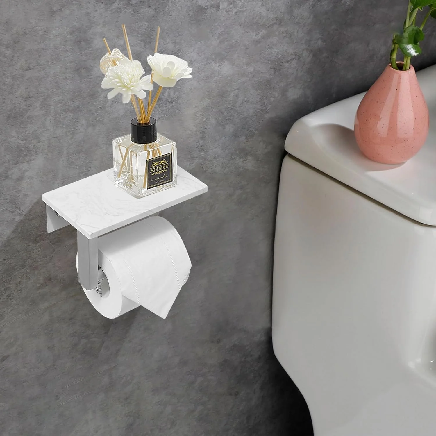 نگهدارنده دستمال توالت BATHLAVISH با قفسه مرمری، نگهدارنده دستمال کاغذی استیل ضد زنگ 304، نصب دیواری با قفسه تلفن برای حمام، آشپزخانه، دستشویی، اتاق خواب، نیکل برس خورده نگهدارنده دستمال توالت BATHLAVISH با قفسه مرمری، نگهدارنده دستمال کاغذی استیل ضد زنگ 304، نصب دیواری با قفسه تلفن برای حمام، آشپزخانه، دستشویی، اتاق خواب، نیکل برس خورده