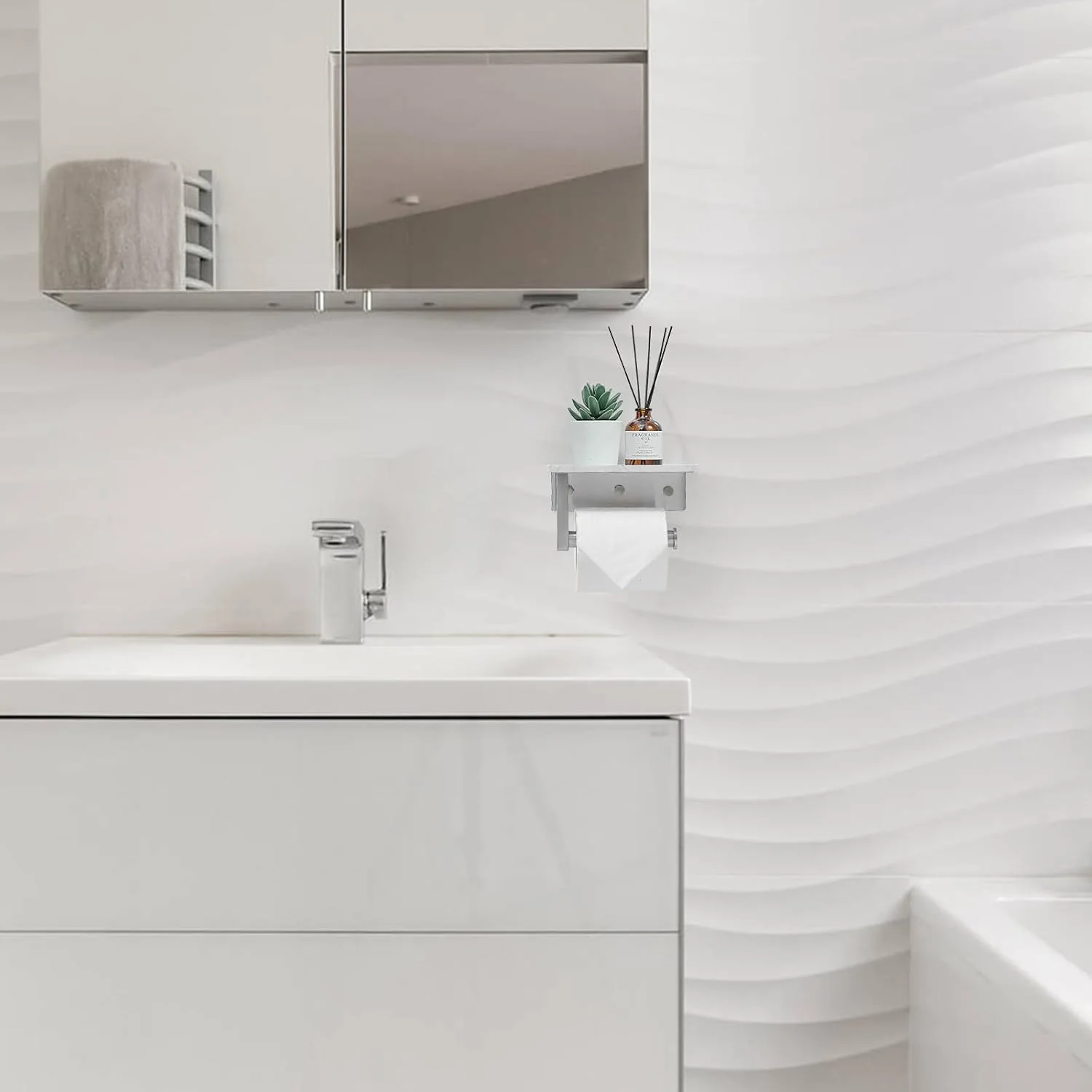 نگهدارنده دستمال توالت BATHLAVISH با قفسه مرمری، نگهدارنده دستمال کاغذی استیل ضد زنگ 304، نصب دیواری با قفسه تلفن برای حمام، آشپزخانه، دستشویی، اتاق خواب، نیکل برس خورده نگهدارنده دستمال توالت BATHLAVISH با قفسه مرمری، نگهدارنده دستمال کاغذی استیل ضد زنگ 304، نصب دیواری با قفسه تلفن برای حمام، آشپزخانه، دستشویی، اتاق خواب، نیکل برس خورده