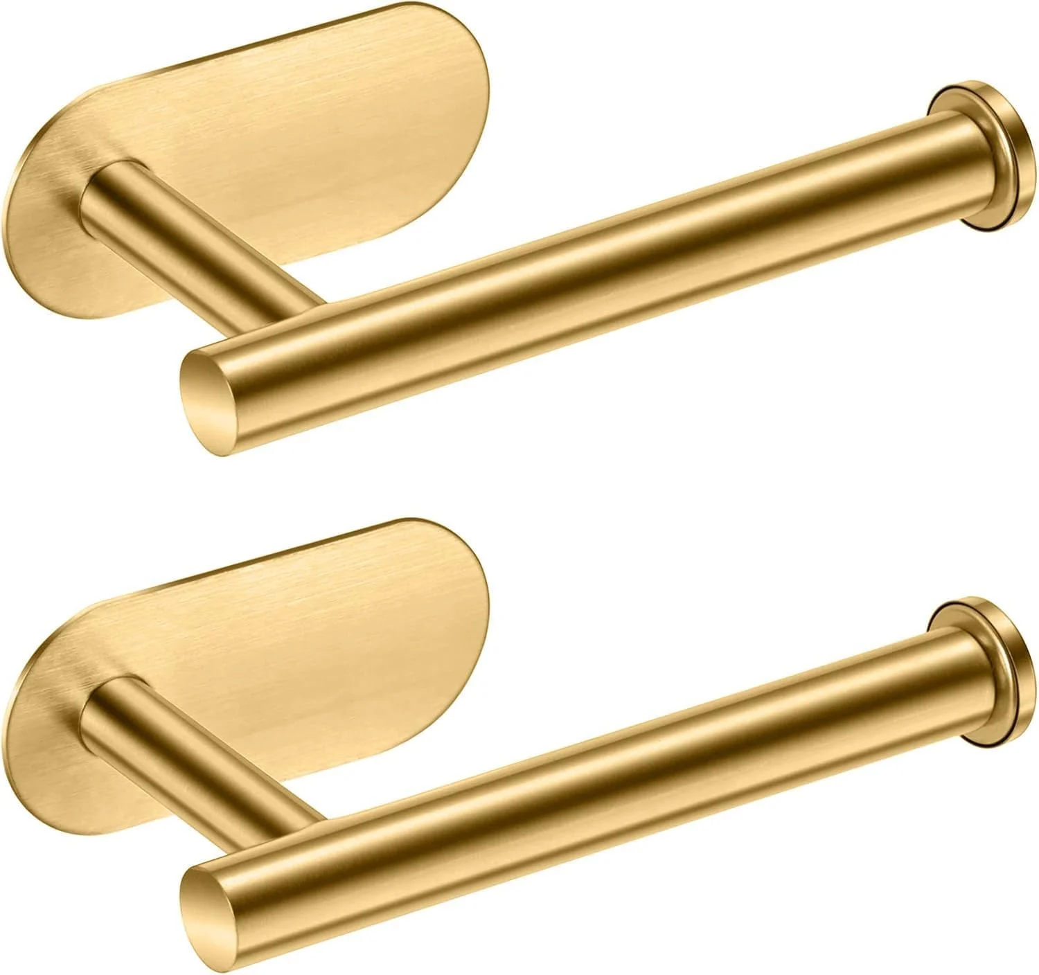 نگهدارنده دستمال توالت دیواری BAITIQUE - نگهدارنده رول توالت چسبی بدون نیاز به سوراخکاری برای حمام، سرویس بهداشتی، RV - فولاد ضد زنگ SUS 304، ضد زنگ، نصب عمودی و افقی (طلایی، 2)