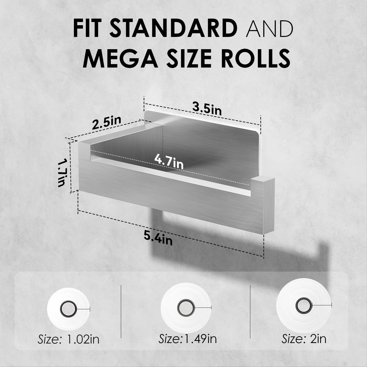 جا دستمال کاغذی رولی توالت آوکس میر، نگهدارنده دستمال توالت استیل ضد زنگ خود چسب دیواری بدون نیاز به سوراخکاری برای حمام، نقره ای