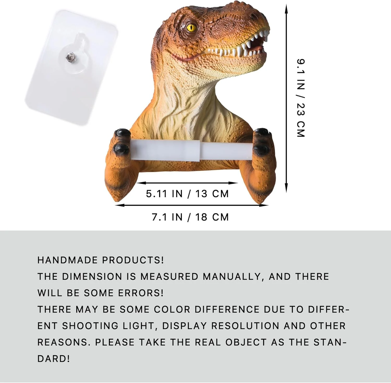 جا دستمال کاغذی دیواری طرح دایناسور آزونی، دکوراسیون حمام طرح تی-رکس، نگهدارنده حوله فنری پلاستیکی 6.5 اینچی بدون نیاز به سوراخ کاری برای نصب آسان