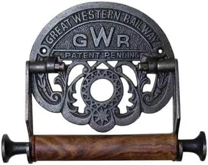 جا دستمال توالت دیواری مدل Great Western Railway GWR - جا کاغذی توالت فانتزی چدنی به همراه لوازم نصب