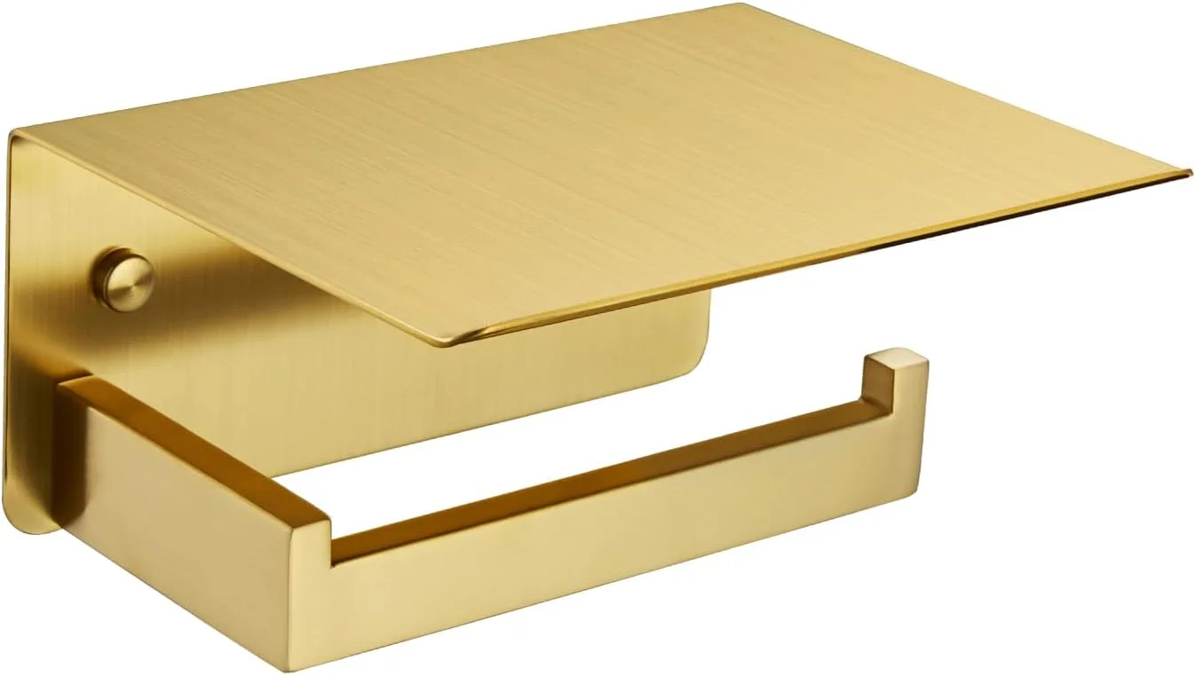 جا دستمال کاغذی ای پلاس سی با قفسه طلایی برس خورده، لوازم جانبی حمام مدرن استیل ضد زنگ SUS 304