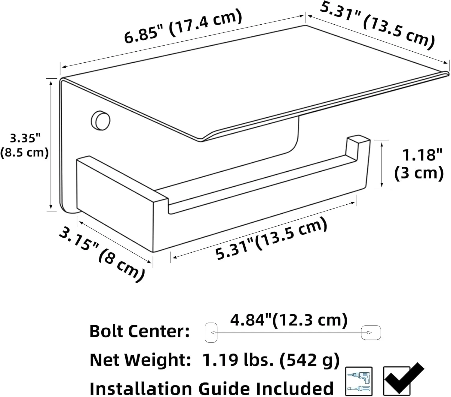 جا دستمال کاغذی ای پلاس سی با قفسه طلایی برس خورده، لوازم جانبی حمام مدرن استیل ضد زنگ SUS 304