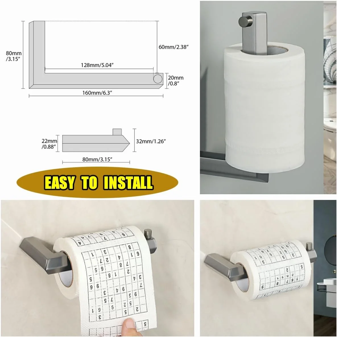 Alise Toilet Paper Holder,Bathroom Tissue Holder Wall Mount Paper Towel Hanger Roll Storage Dispenser,Pentagon Design SUS304 Stainless Steel Paper Rack,Gun Gray Finish Alise Toilet Paper Holder,Bathroom Tissue Holder Wall Mount Paper Towel Hanger Roll Storage Dispenser,Pentagon Design SUS304 Stainless Steel Paper Rack,Gun Gray Finish