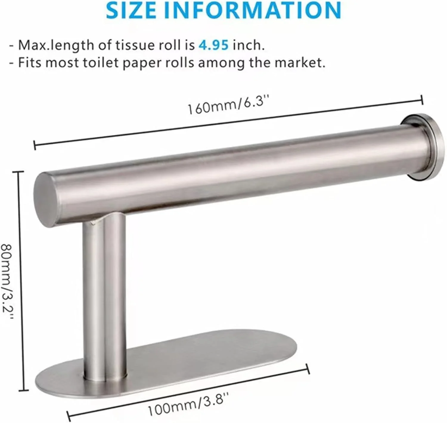 جا دستمال کاغذی خود چسب استیل ضد زنگ، نصب دیواری بدون نیاز به سوراخکاری، پخش کننده رول حوله کاغذی برای لوازم جانبی حمام، قفسه نگهدارنده کاغذ توالت، نقره ای