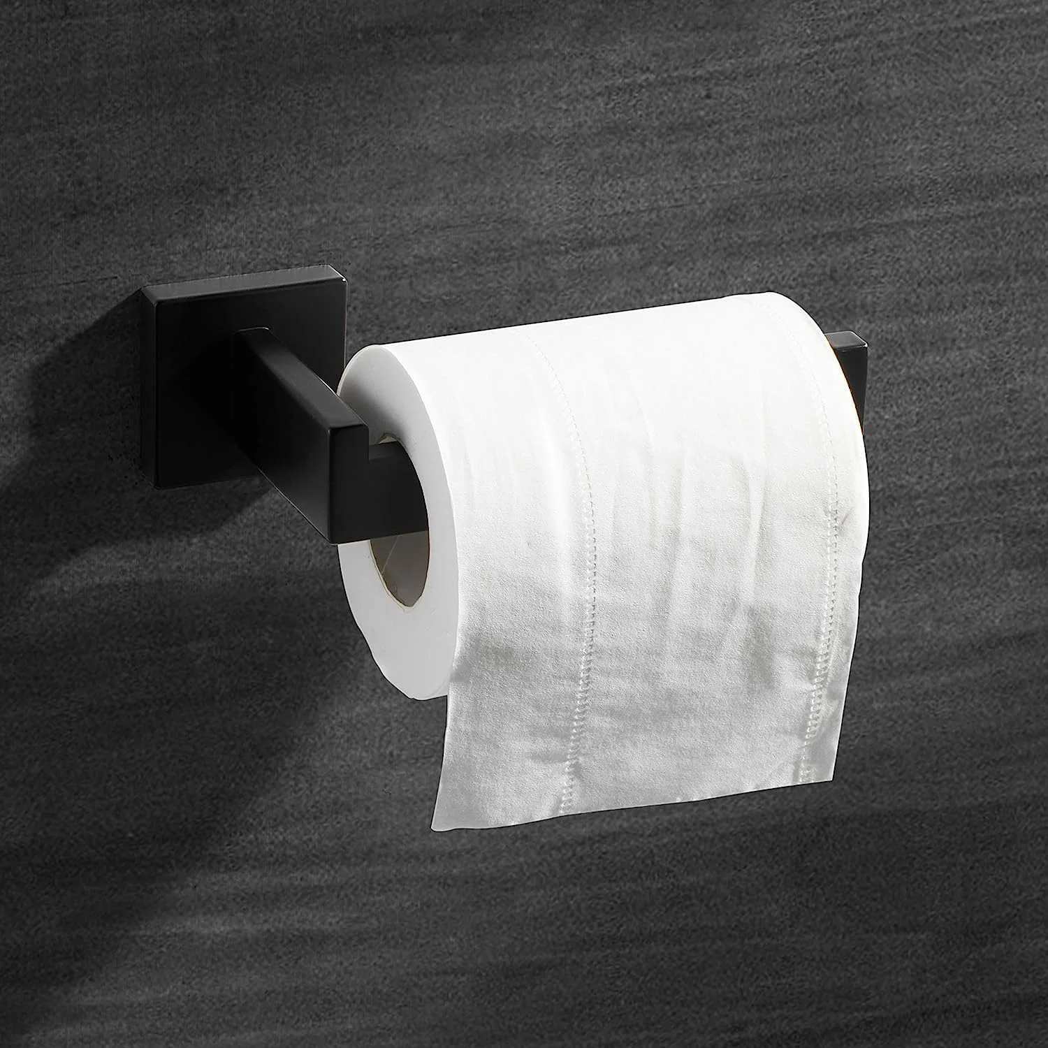 نگهدارنده رول توالت HITSLAM، مشکی مات، نصب دیواری، استیل ضد زنگ درجه یک 304، جا دستمال کاغذی توالت ضد زنگ مربع شکل مناسب حمام