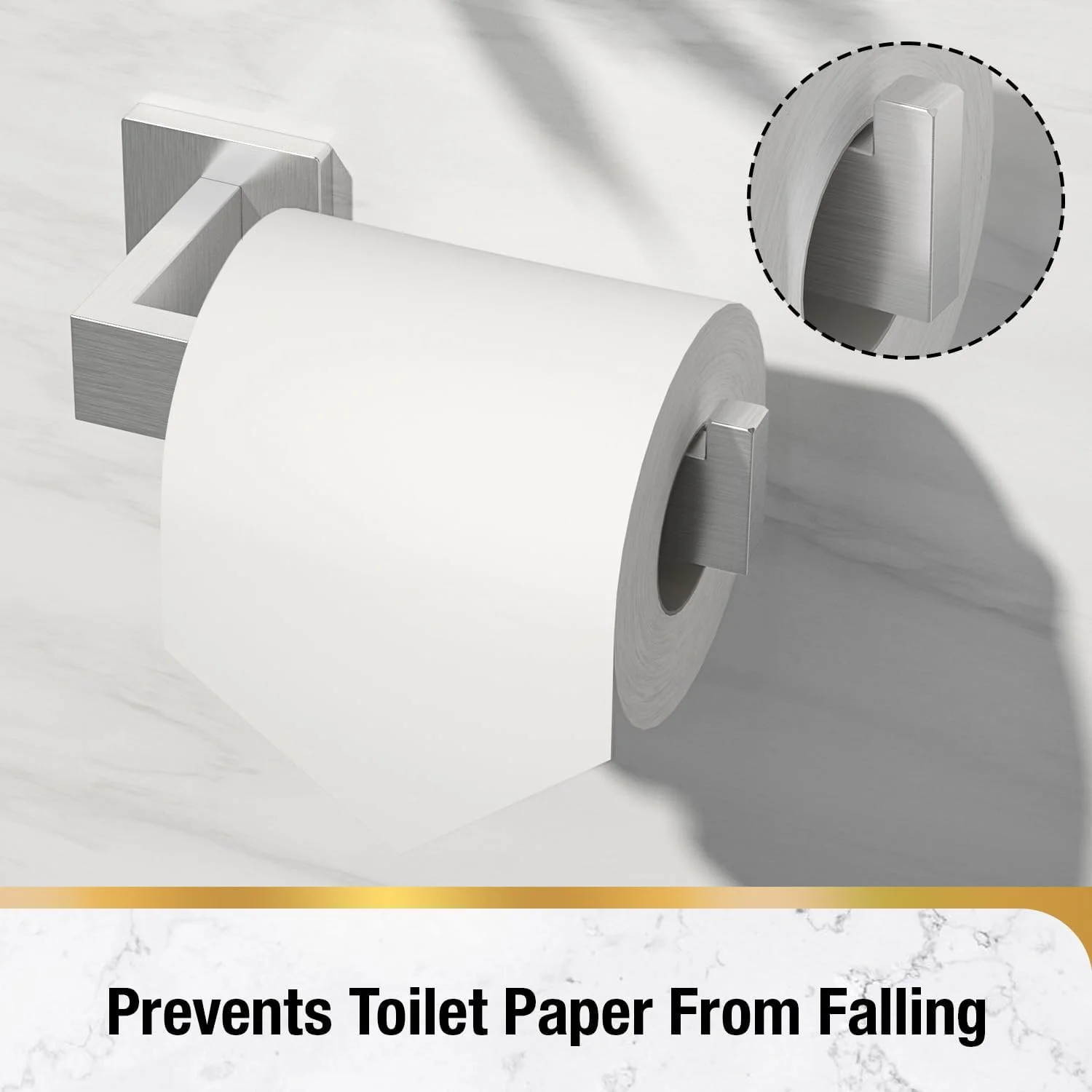 نگهدارنده رول دستمال توالت HITSLAM، نصب دیواری، استیل ضد زنگ SUS 304، مقاوم در برابر زنگ زدگی و ضد آب، نگهدارنده دستمال کاغذی توالت مربعی