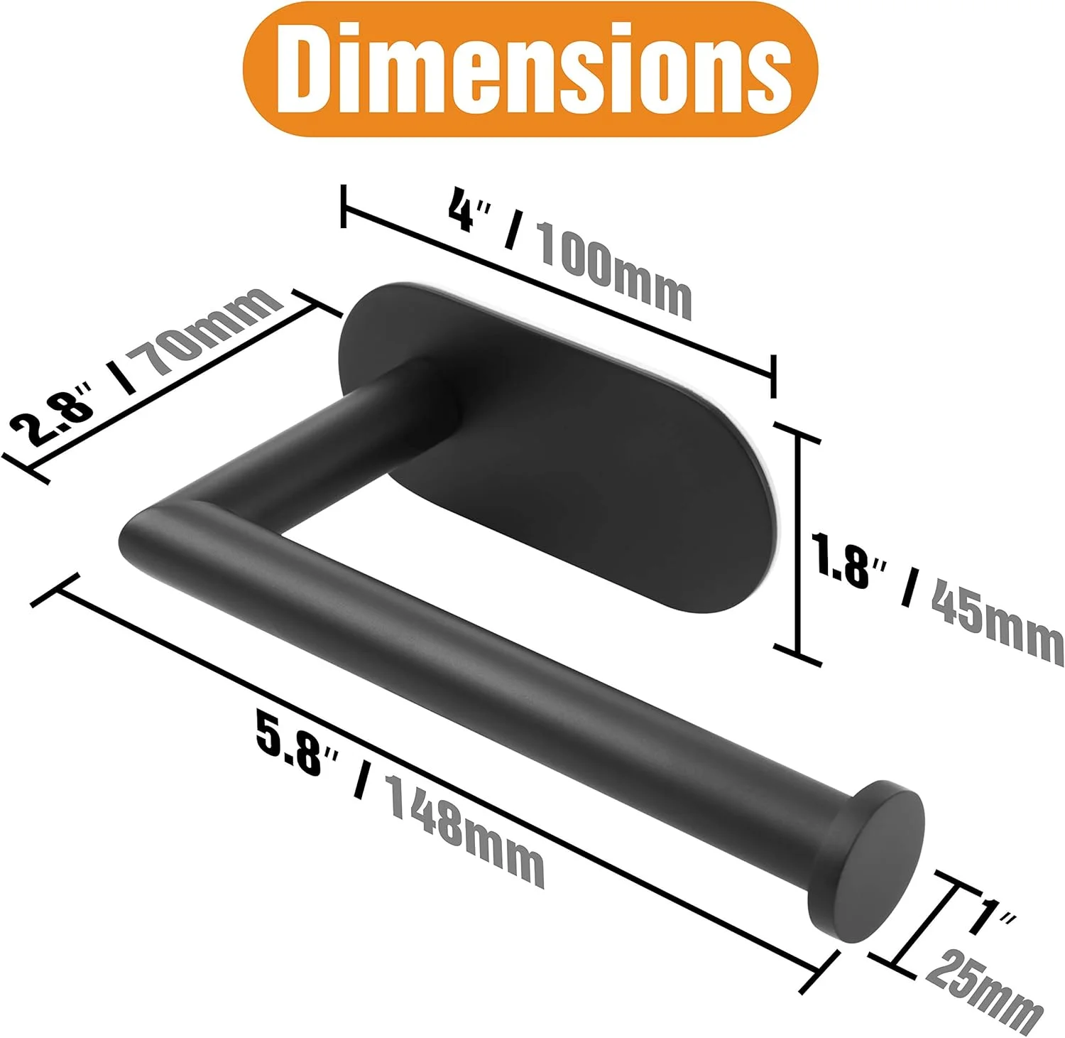 جا دستمال کاغذی چسبی مشکی مات HITSLAM، جا رولی دستمال توالت استیل ضد زنگ خود چسب برای حمام