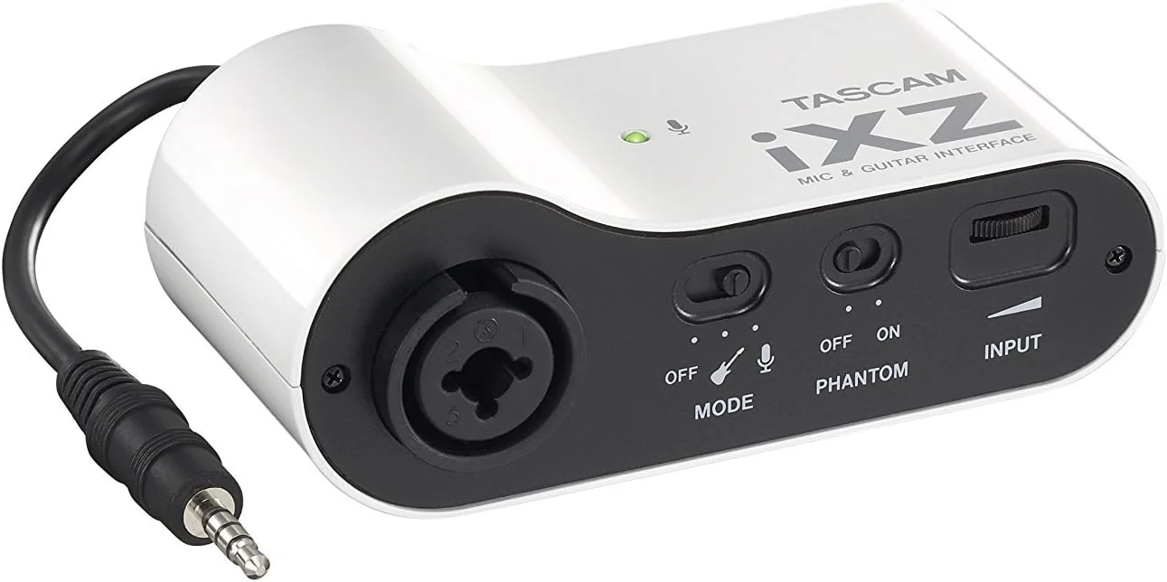 اینترفیس صوتی میکروفون و ساز Tascam iXZ برای دستگاه های تلفن همراه iOS، آیفون، آیپاد و آیپد