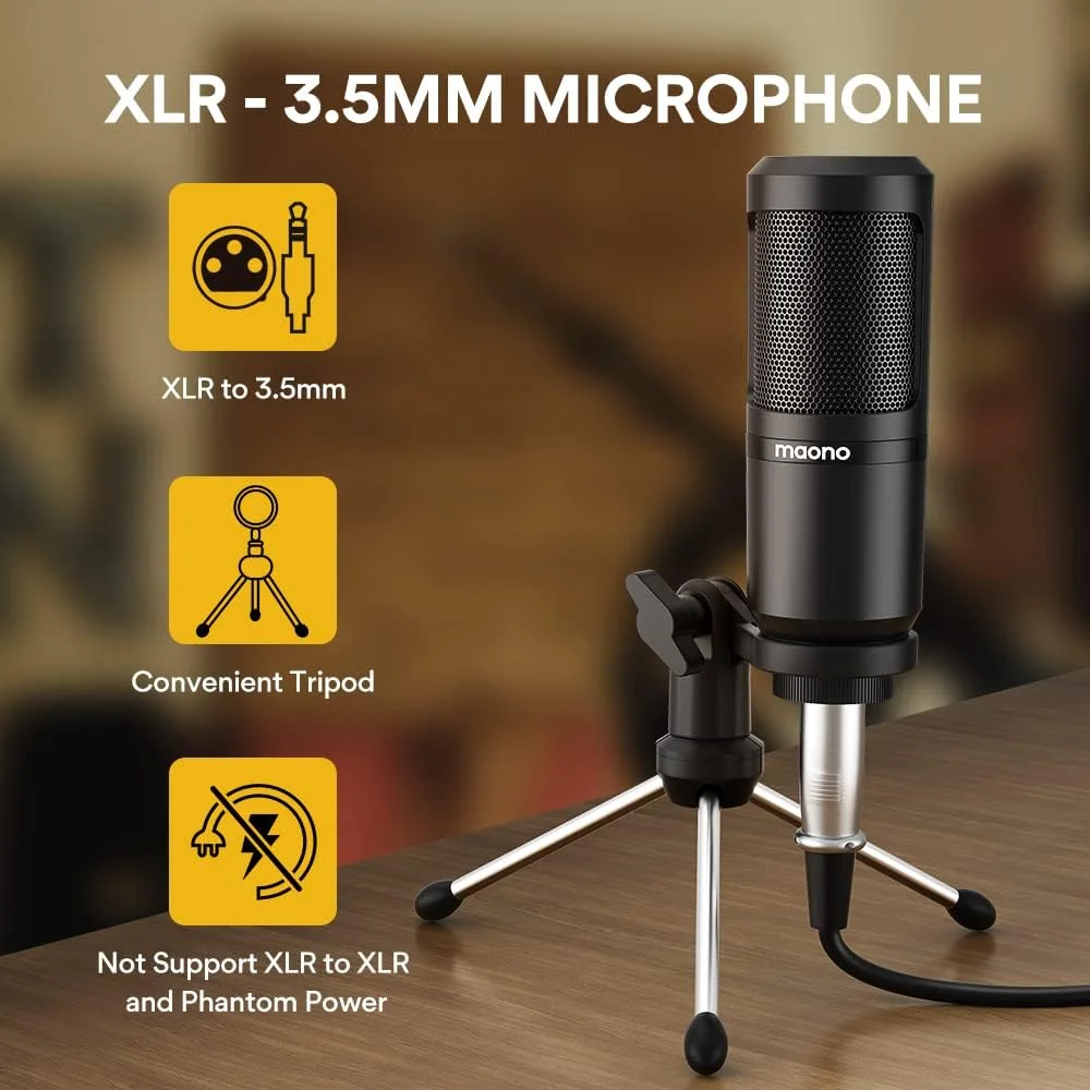 ست تجهیزات پادکست همه کاره MAONO MaonoCaster Lite AU-AM200-S1 با میکروفون 3.5 میلی متری برای پخش زنده، ضبط پادکست، کامپیوتر، تلفن هوشمند ست تجهیزات پادکست همه کاره MAONO MaonoCaster Lite AU-AM200-S1 با میکروفون 3.5 میلی متری برای پخش زنده، ضبط پادکست، کامپیوتر، تلفن هوشمند